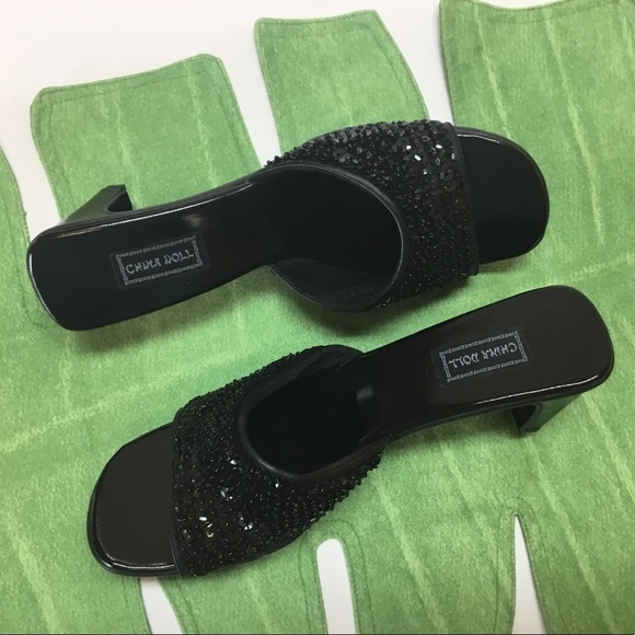 Adorable Sequined Slide On Heels.  China Doll. - Picture 5 of 7